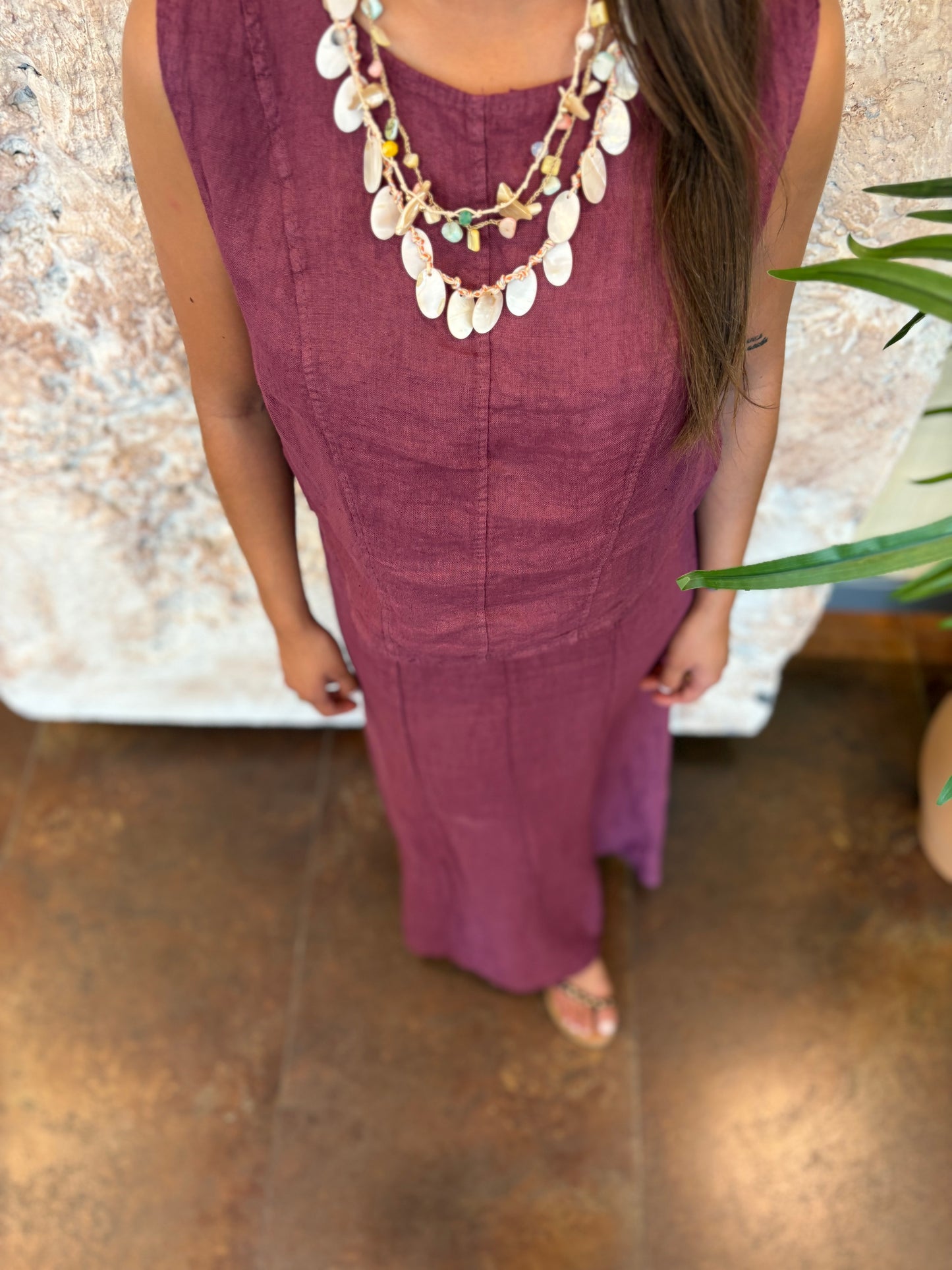 CONJUNTO TOP Y FALDA LINO FRAMBUESA