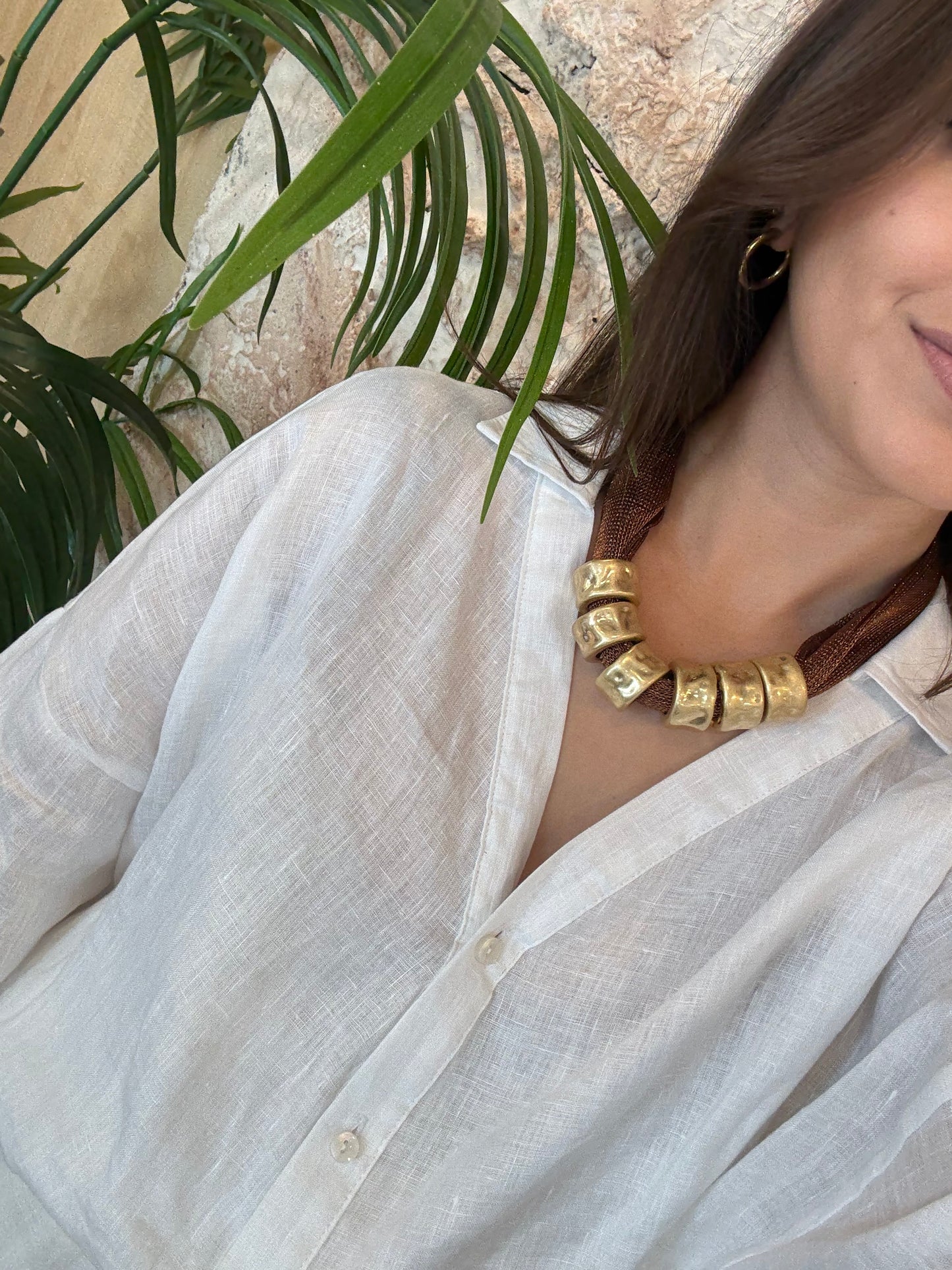 COLLAR MAXI ABALORIOS DORADO