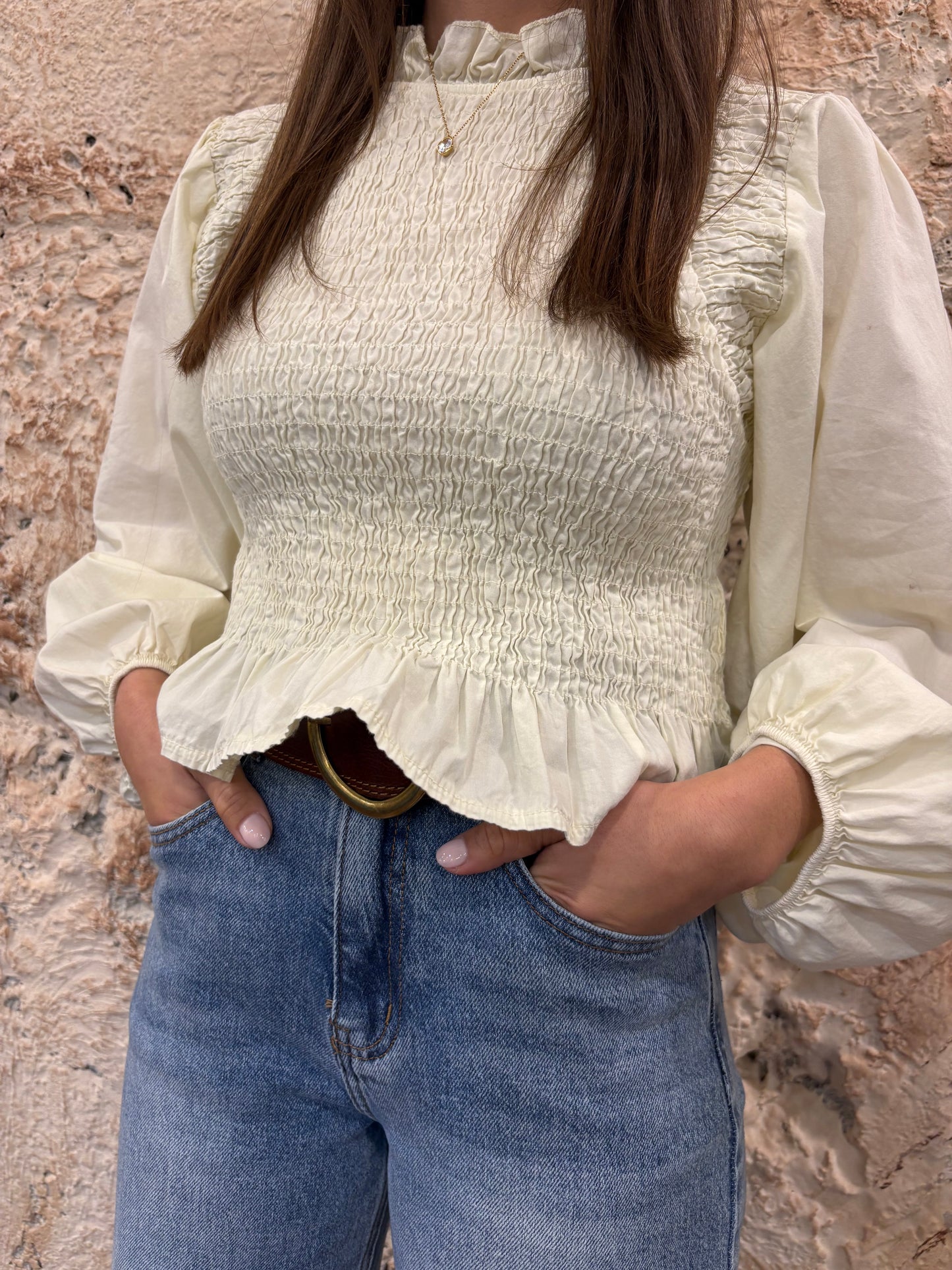 BLUSA PANEL DE ABEJA CRUDO