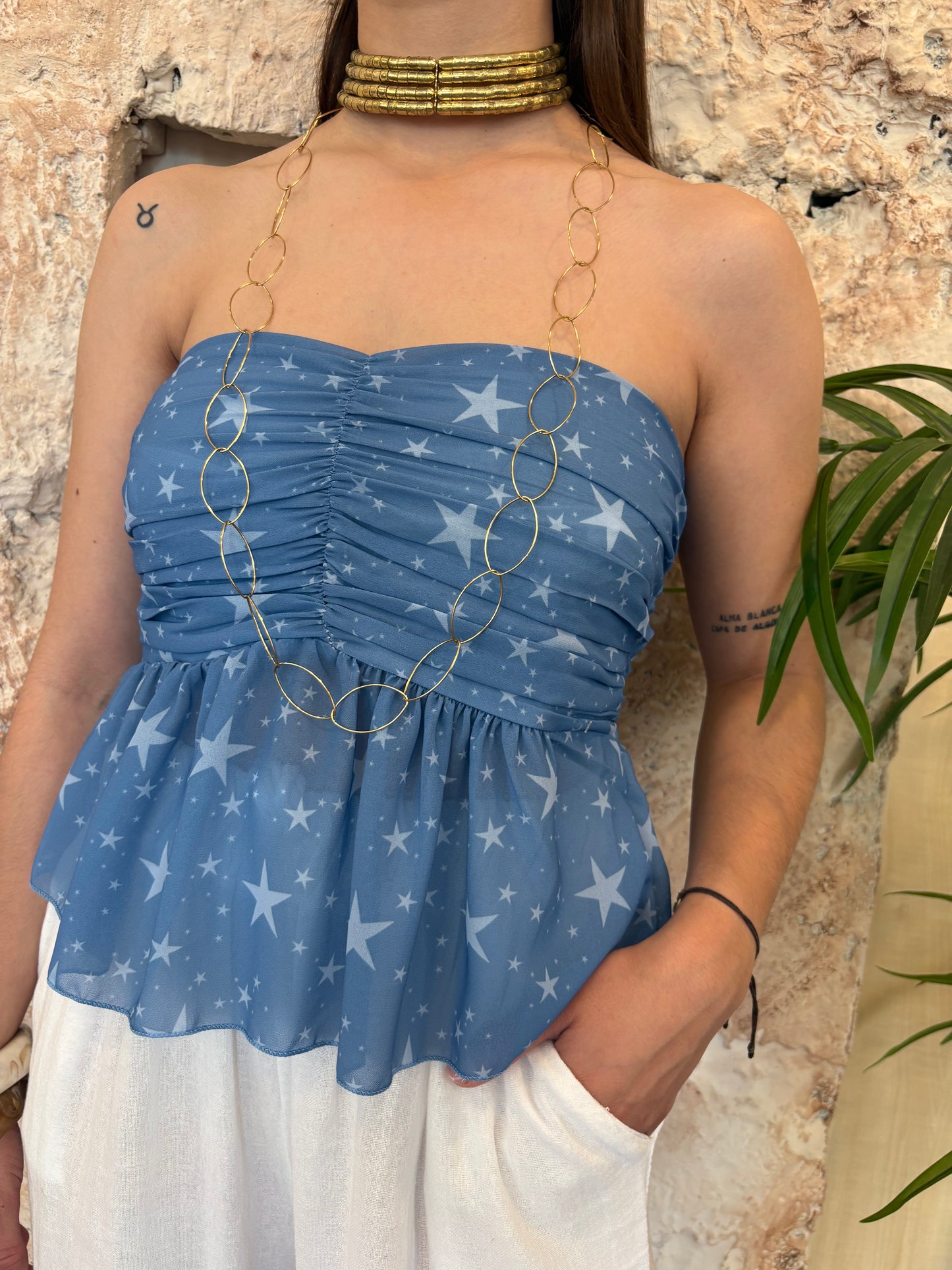 TOP ESTAMPADO STAR AZUL