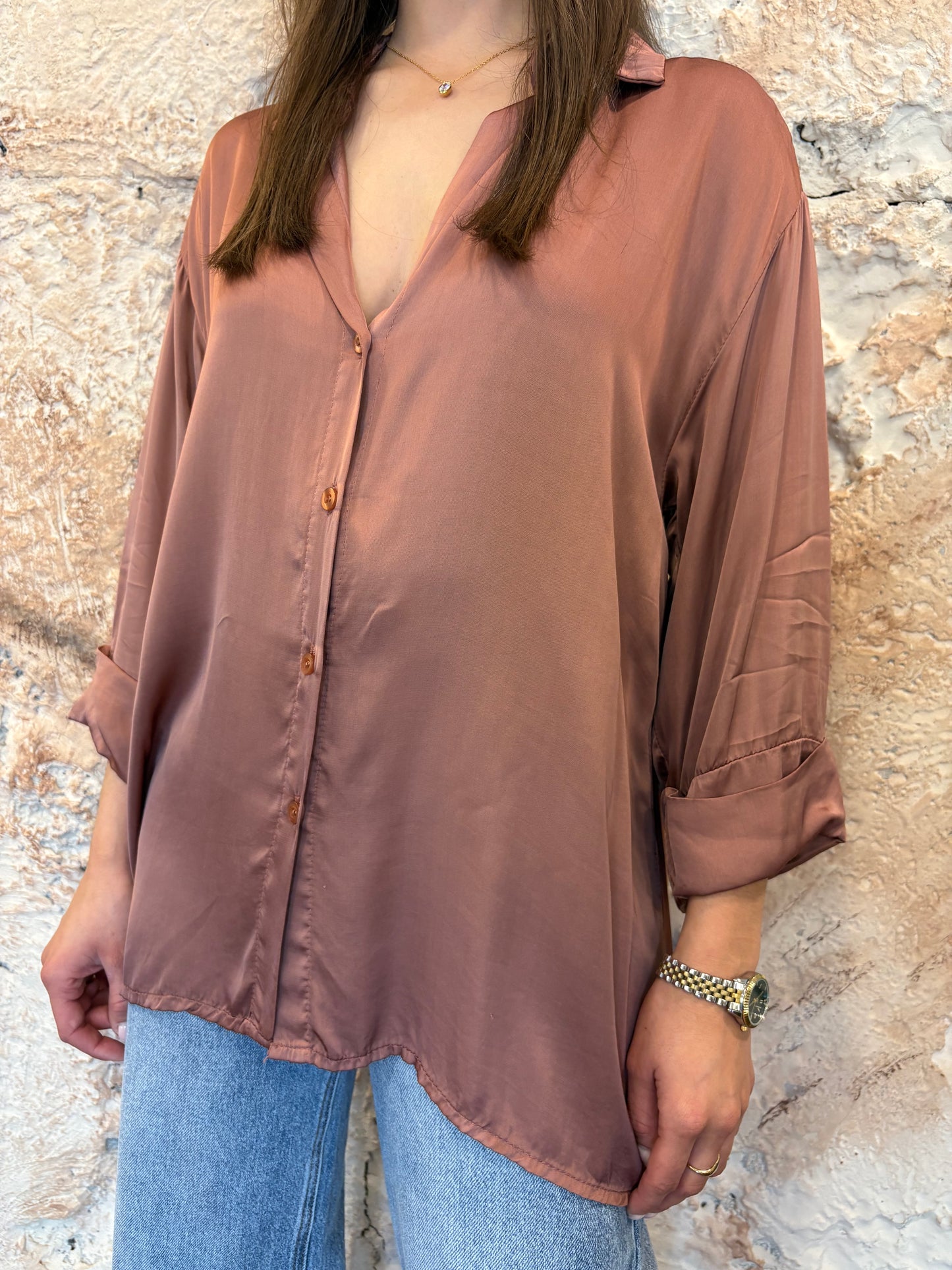 CAMISA SATINADA TEJA