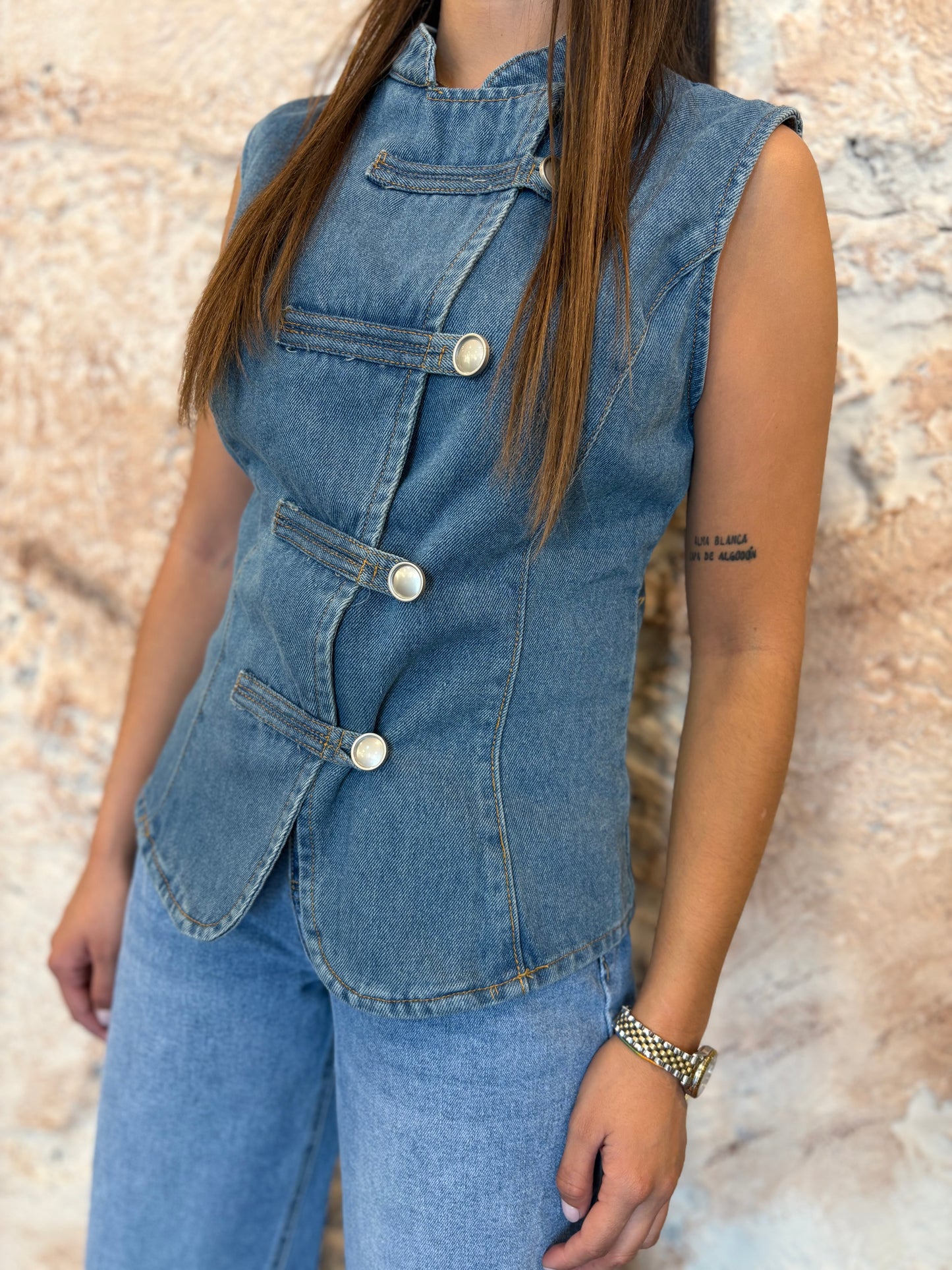 CHALECO ALAMARES DENIM