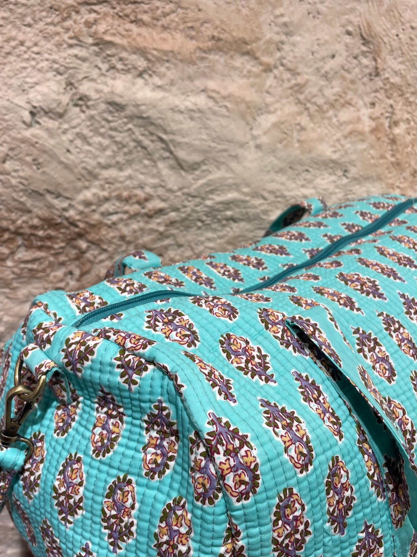 BOLSO VIAJE ESTAMPADO VERDE AGUA