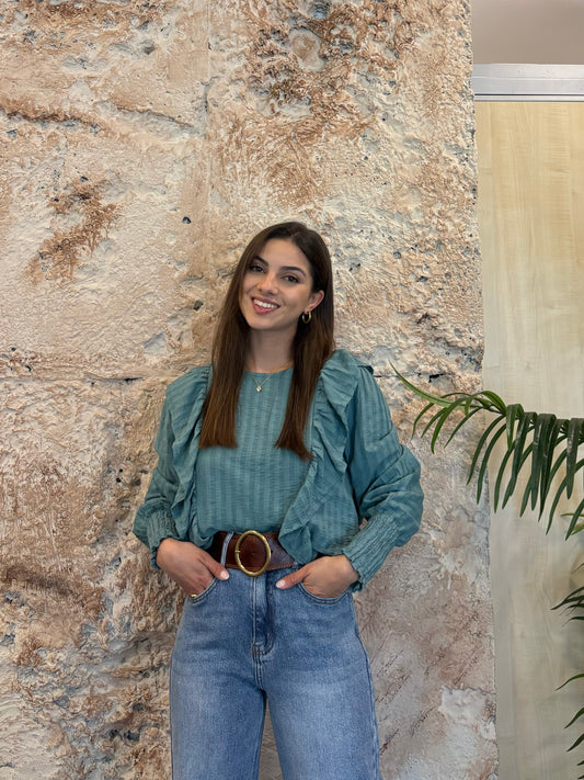 BLUSA BAMBULA VOLANTES VERDE AGUA