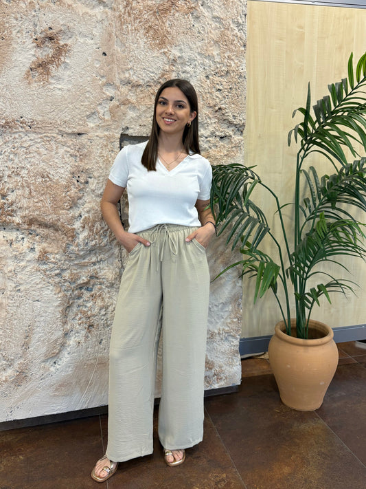 PANTALÓN FLUIDO CULOTTE BEIGE