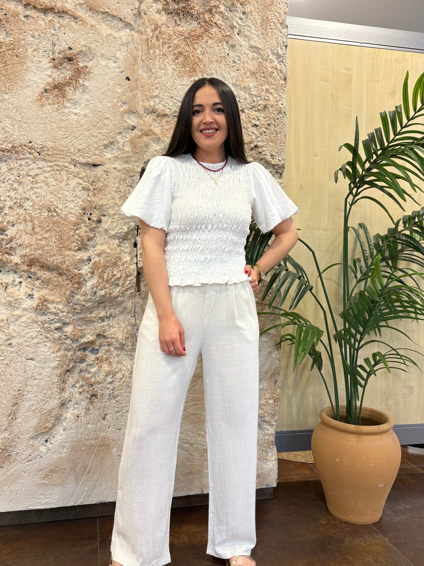 PANTALÓN CULOTTE LINO BEIGE