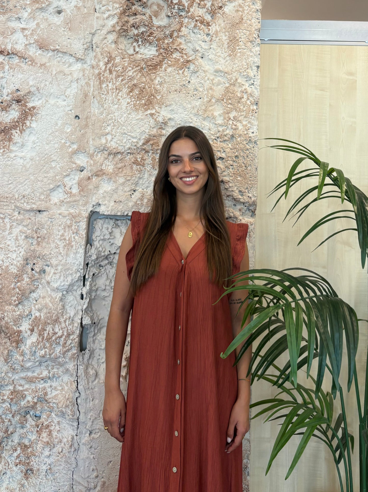 VESTIDO CAMISERO BAMBULA TEJA
