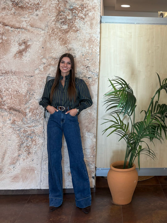 JEANS WIDE LEG OSCURO COSTURA ANCHA
