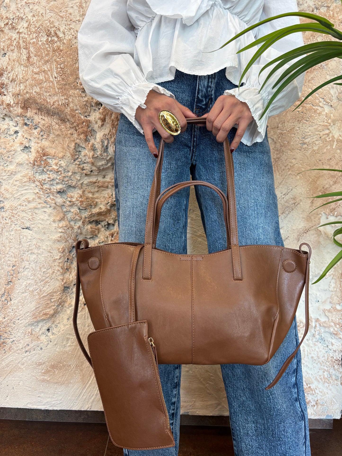 BOLSO MINI SHOPPER CAMEL