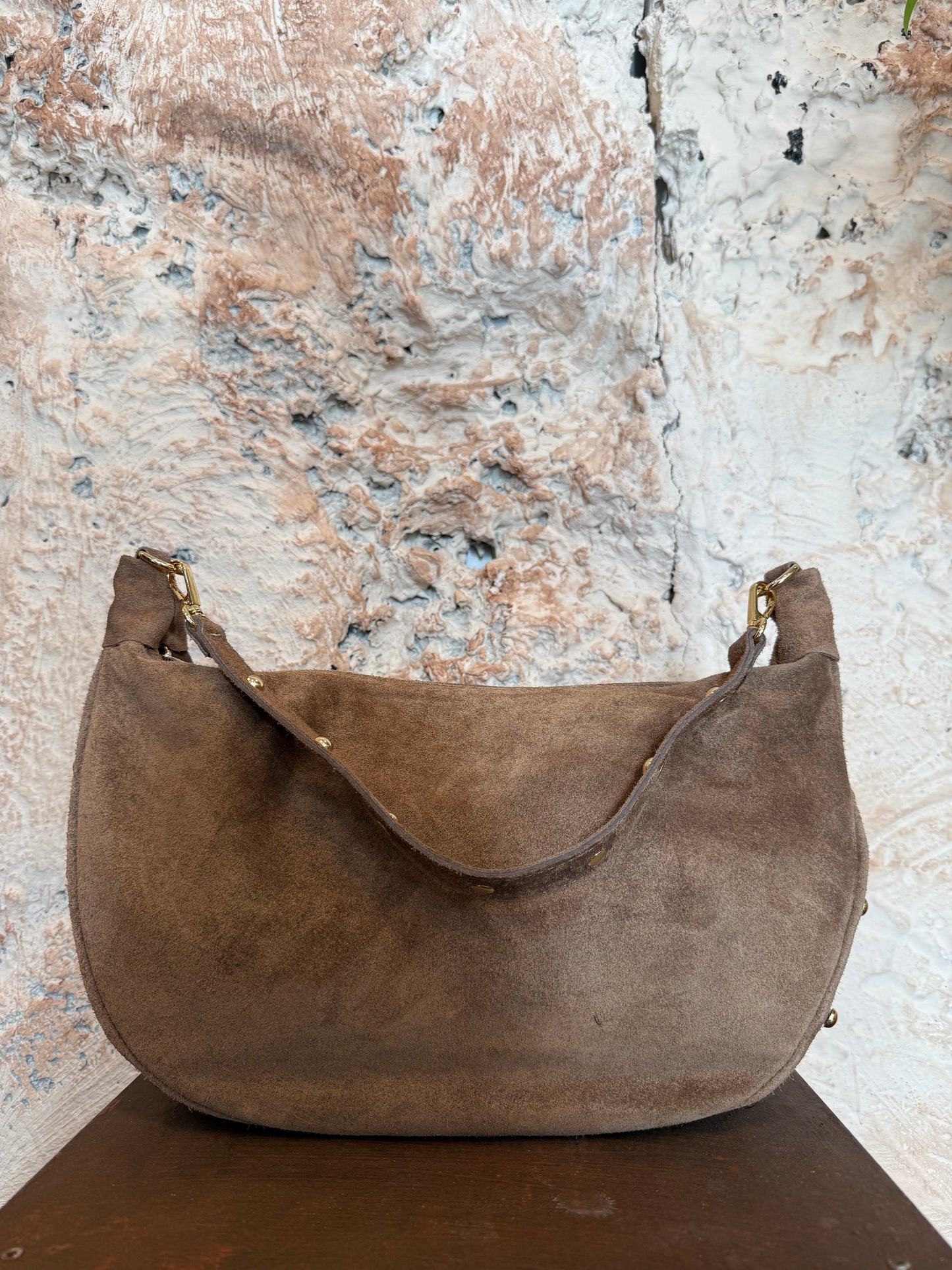 BOLSO SHOPPER TAUPE TACHAS
