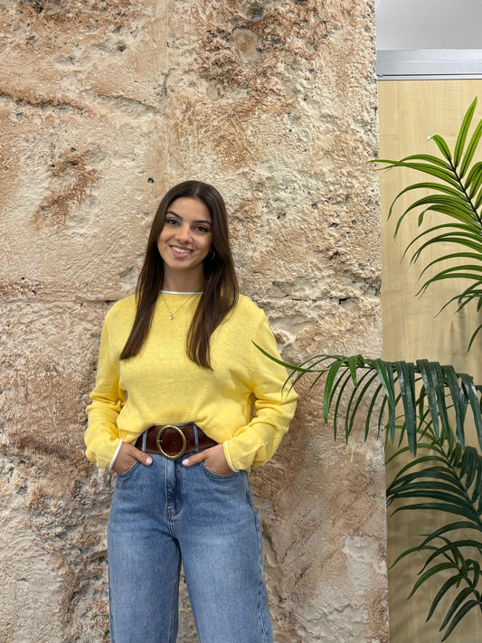 JERSEY HILO AMARILLO FRANJA CUELLO