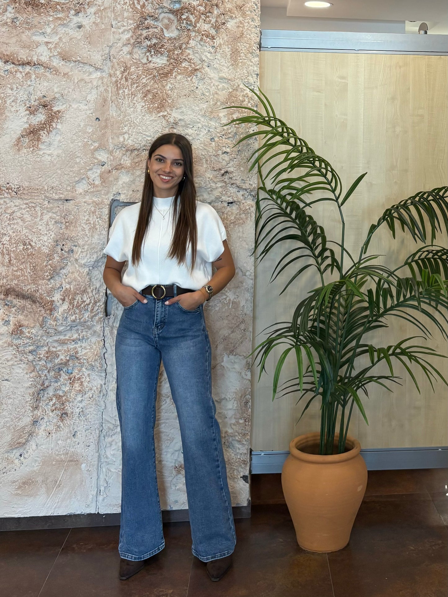JEANS WIDE LEG OCURO