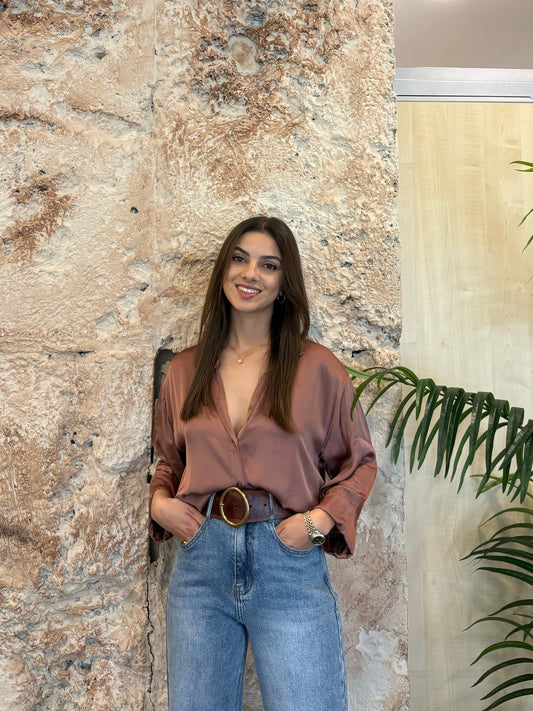 CAMISA SATINADA TEJA