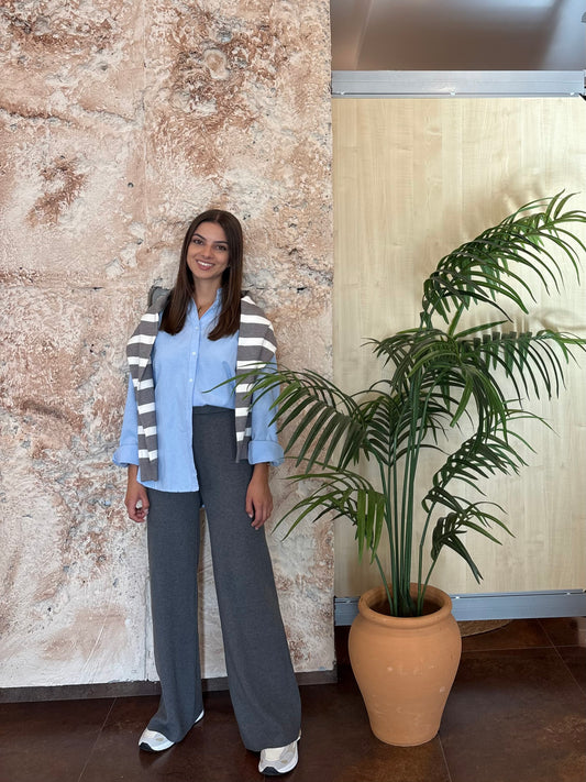 PANTALÓN PUNTO RECTO GRIS