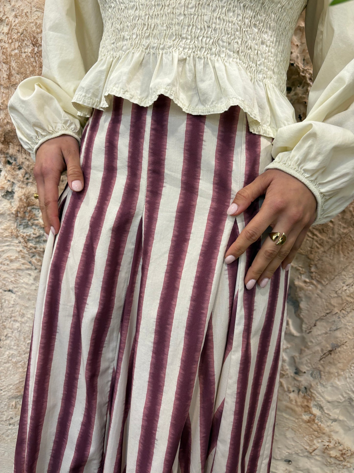 FALDA RAYAS BEIGE-BUGANVILLA