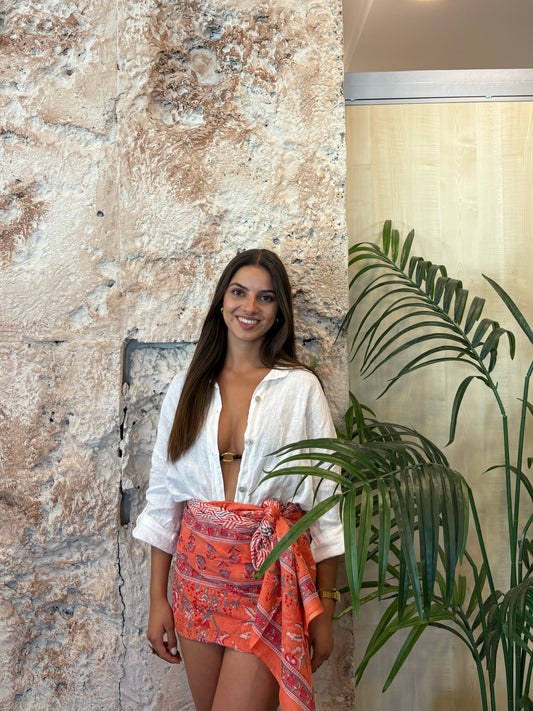 PAREO ESTAMPADO CORAL FLÚOR