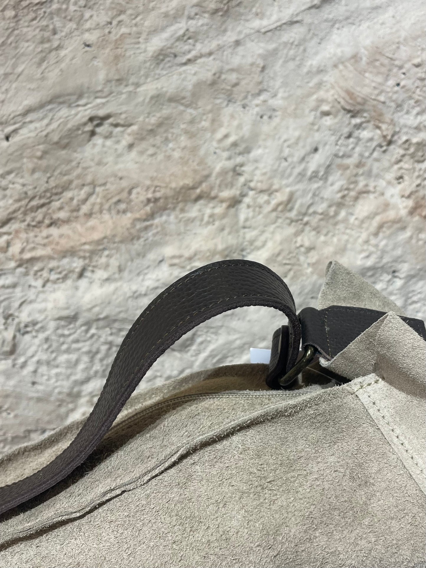SHOPPER PIEL CUADRADO TAUPE ASA MARRÓN