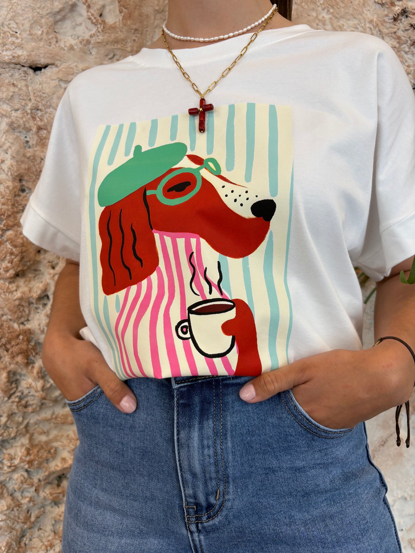 CAMISETA PRINT COFFEE DOG