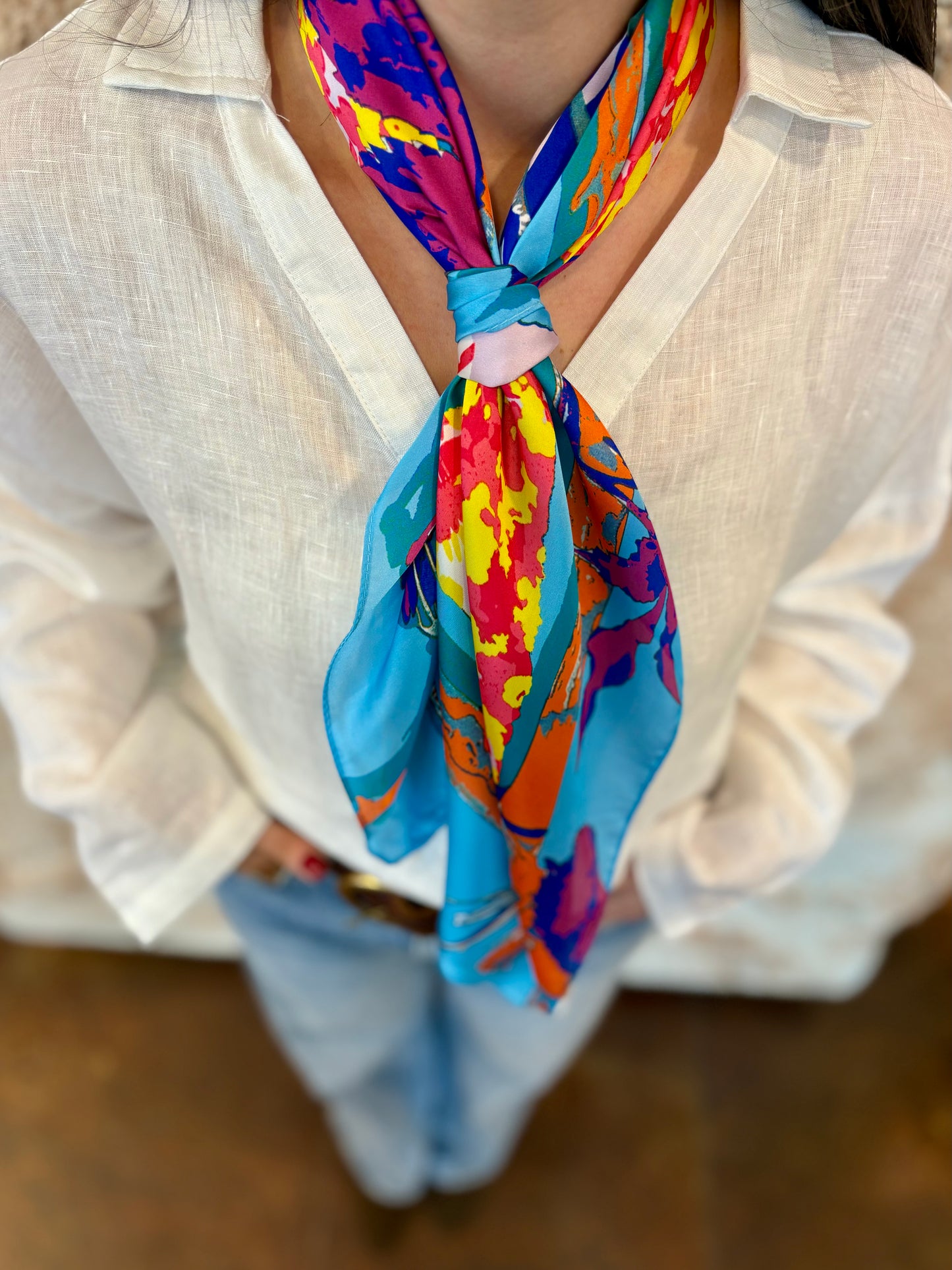 PAÑUELO CUELLO ESTAMPADO TURQUESA