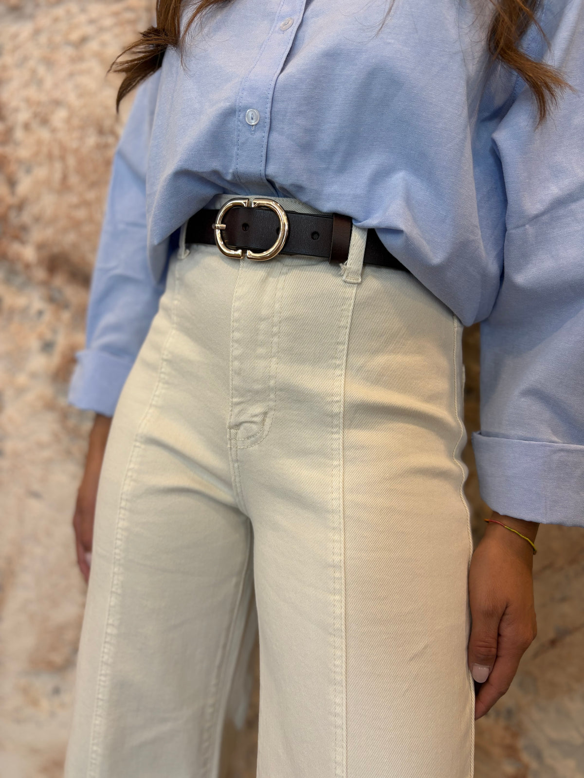 JEANS DENIM BEIGE LÍNEA FRONTAL