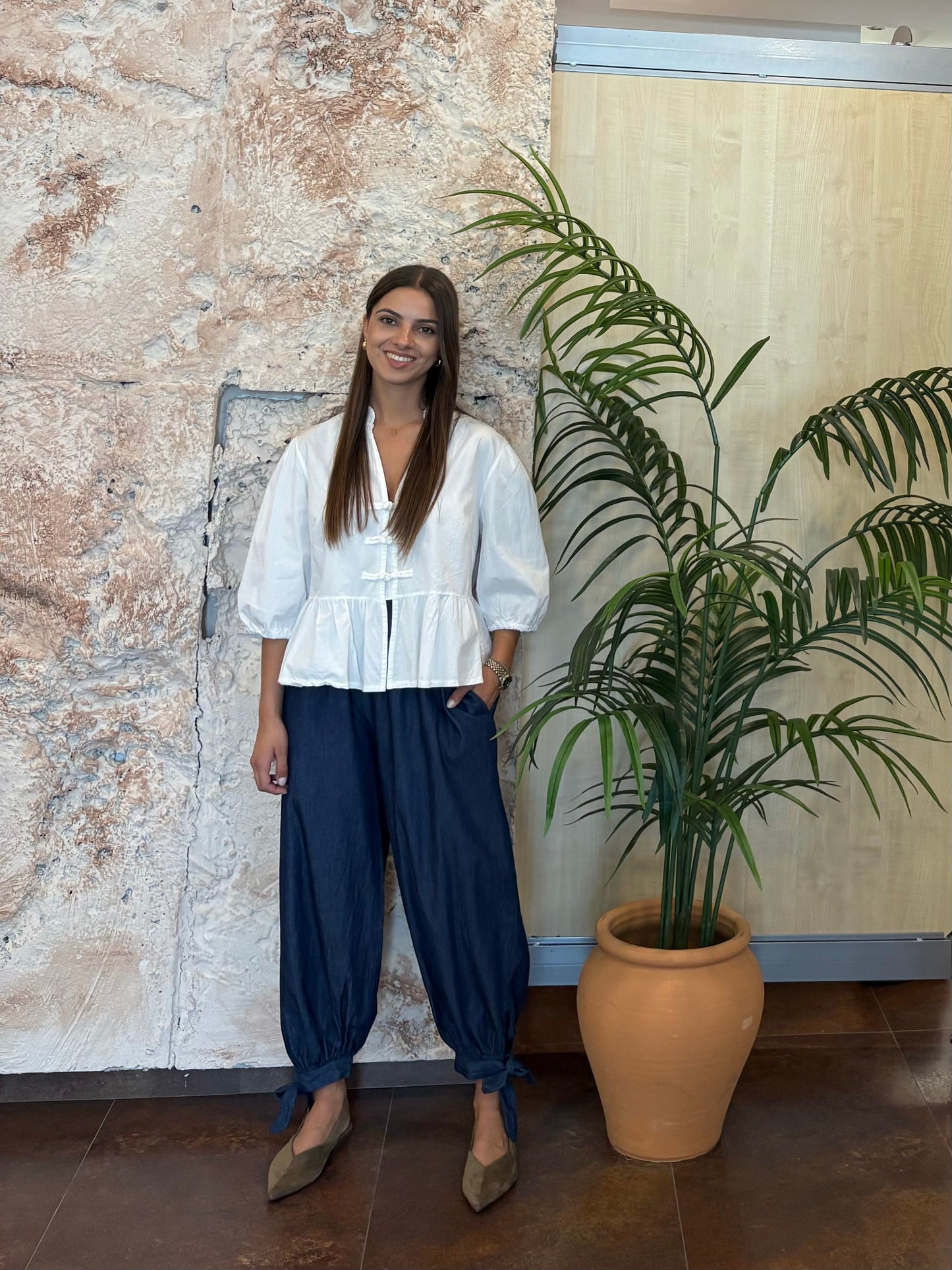 PANTALÓN BOMBACHO DENIM OSCURO