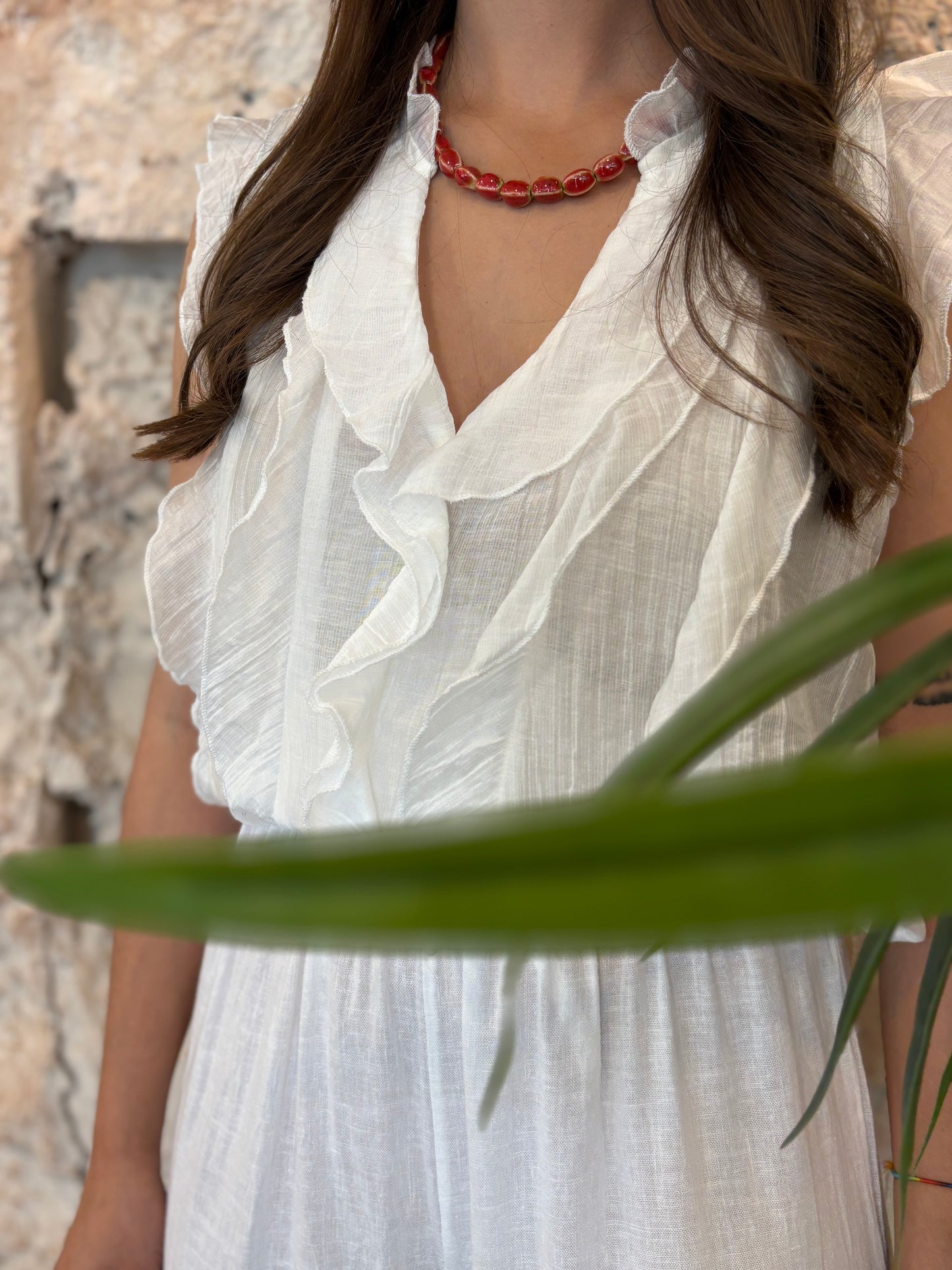 COLLAR BOLAS CERÁMICA ROJO