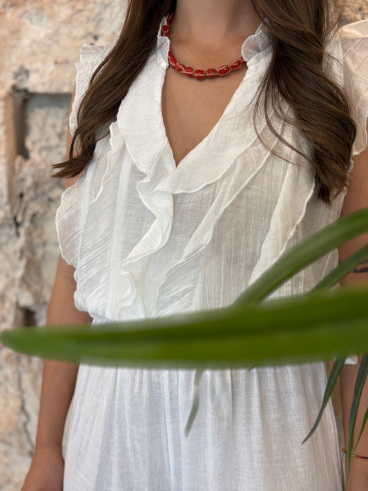 COLLAR BOLAS CERÁMICA ROJO