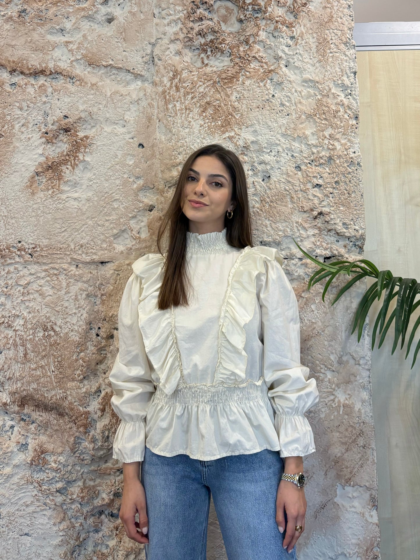 BLUSA VOLANTES CENTRAL CRUDO