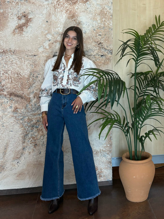 JEANS RECTOS DESFLECADOS