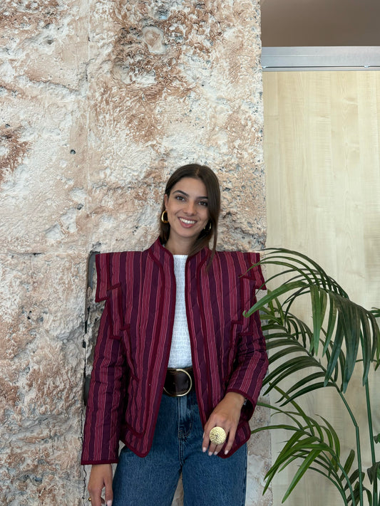 CHAQUETA ESTAMPADO RAYAS MORADO-BUGANVILLA