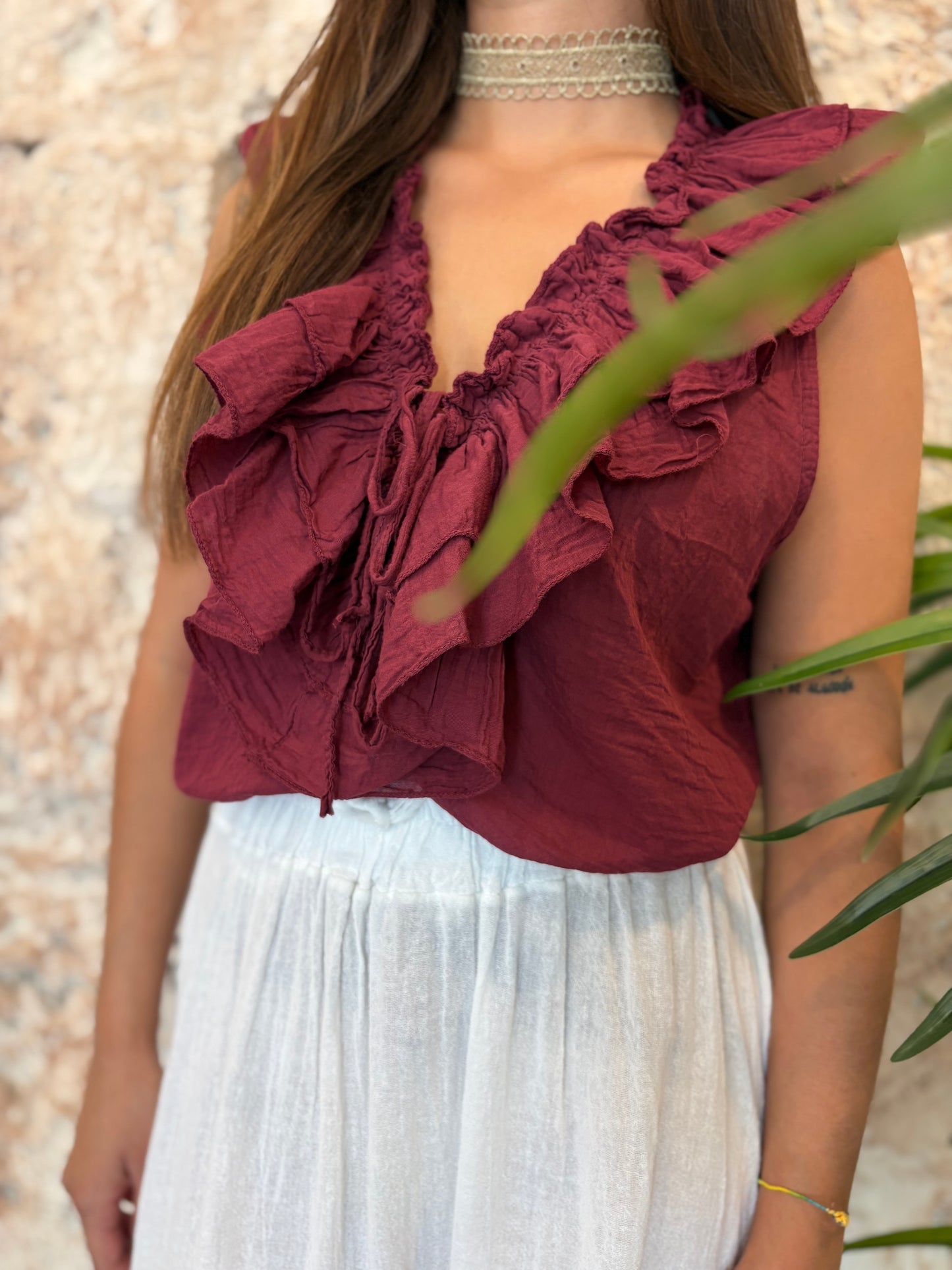 BLUSA TIRANTE CHORRERA MORADA