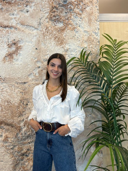 CAMISA PECHERA CALADA BLANCO