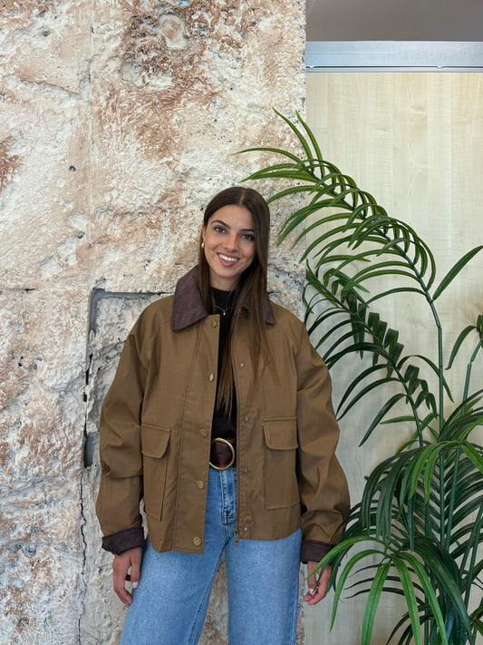 PARKA CORTA CUELLO PANA MARRÓN