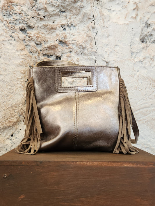 BOLSO FLECOS PIEL BRONCE