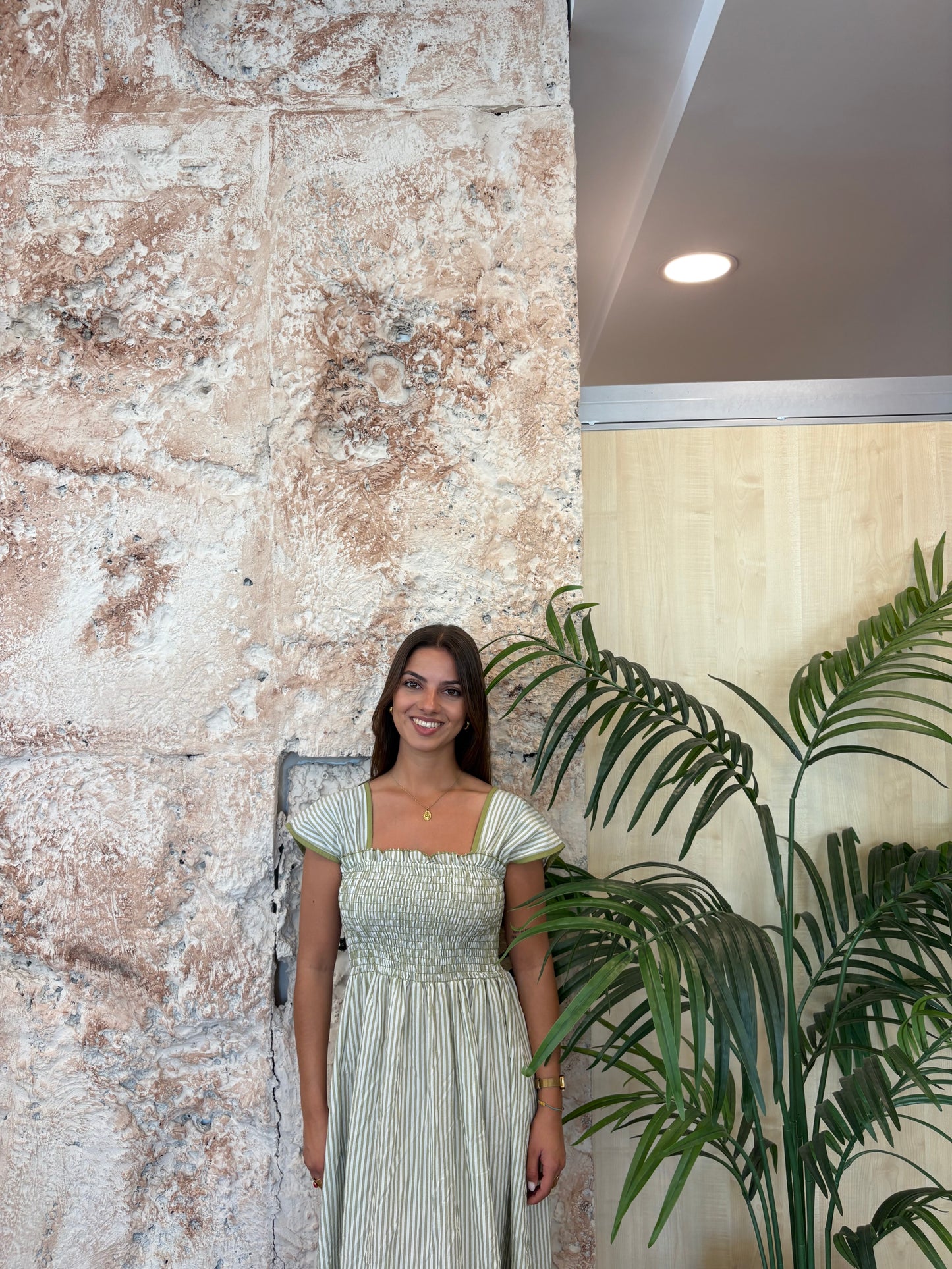 VESTIDO PANEL DE ABEJA RAYAS VERDE
