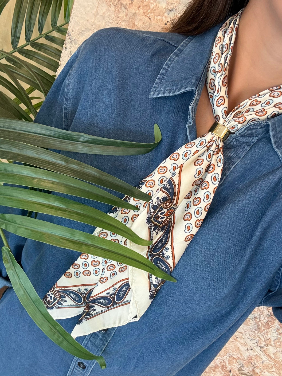 PAÑUELO ANILLA AZUL - TEJA