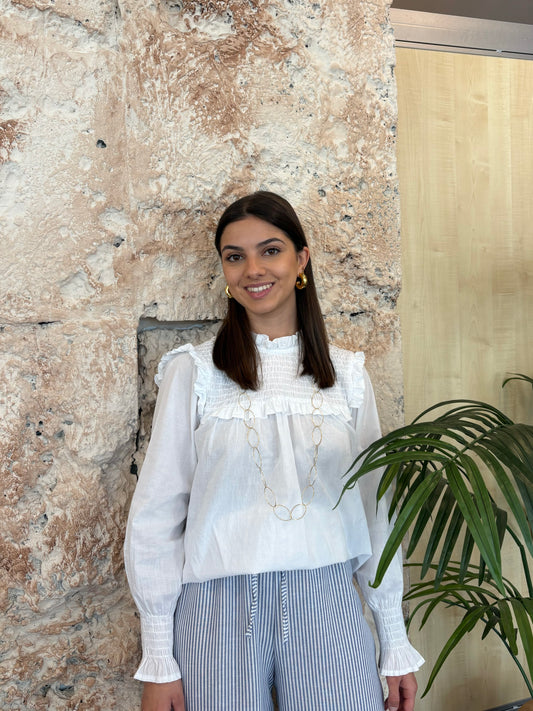 BLUSA BLANCA PANEL ABEJA