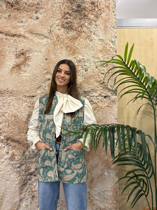 CHALECO ACOLCHADO ESTAMPADO VERDE AGUA