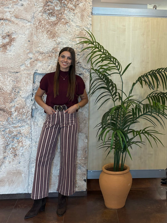 JEANS WIDE LEG BOLSILLOS RAYAS MORADO