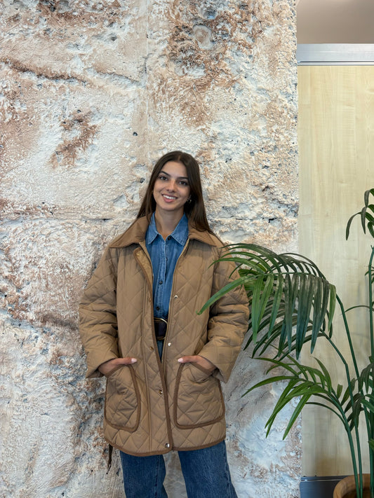 CHAQUETA ACOLCHADA CUELLO PANA CAMEL