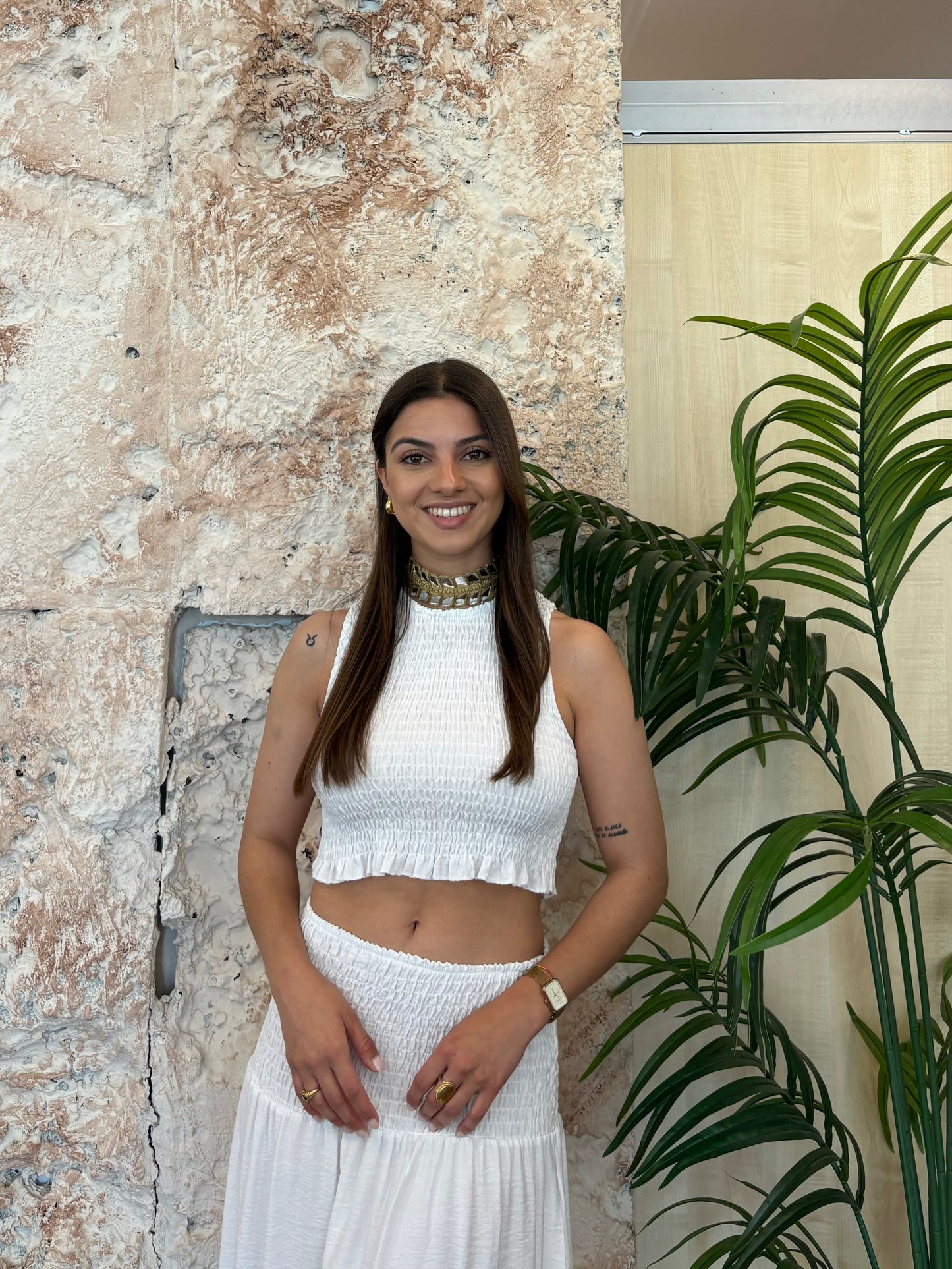 CONJUNTO TOP-FALDA BLANCO