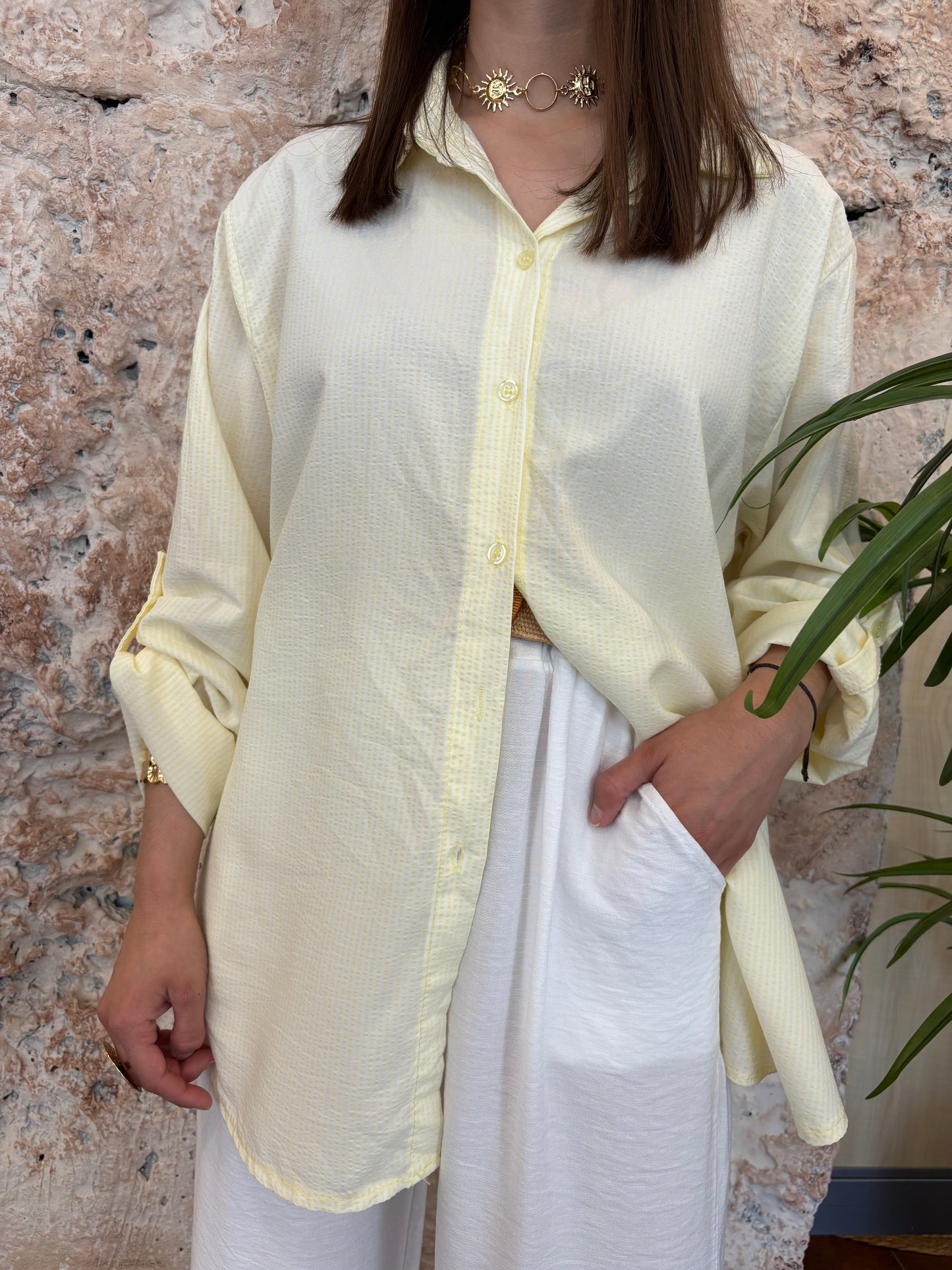 CAMISA RAYAS AMARILLA-BLANCO