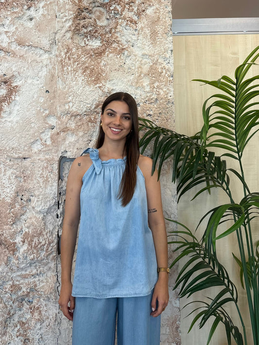 BLUSA DENIM CUELLO HALTER