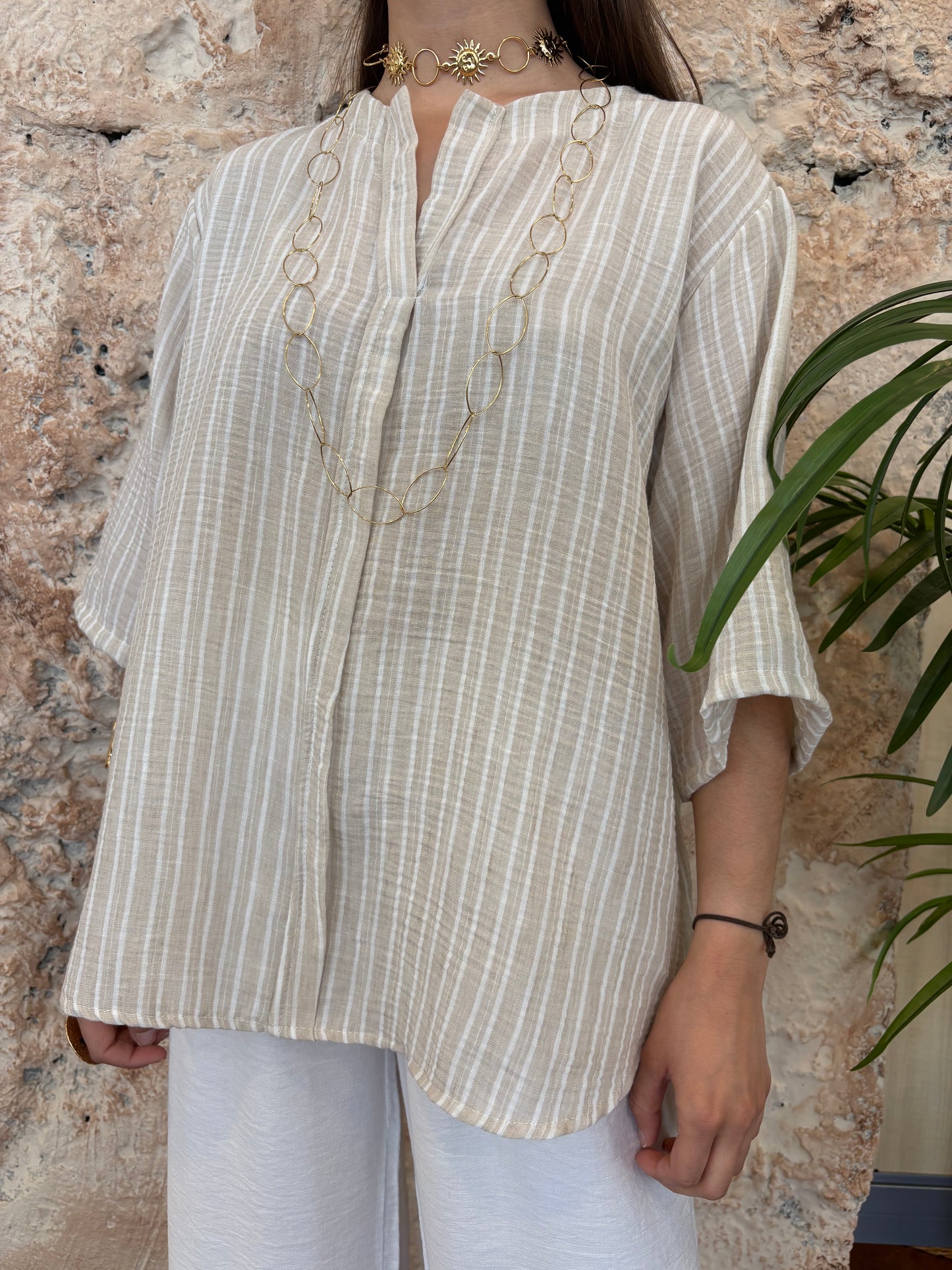 BLUSA RAYAS BEIGE-BLANCO