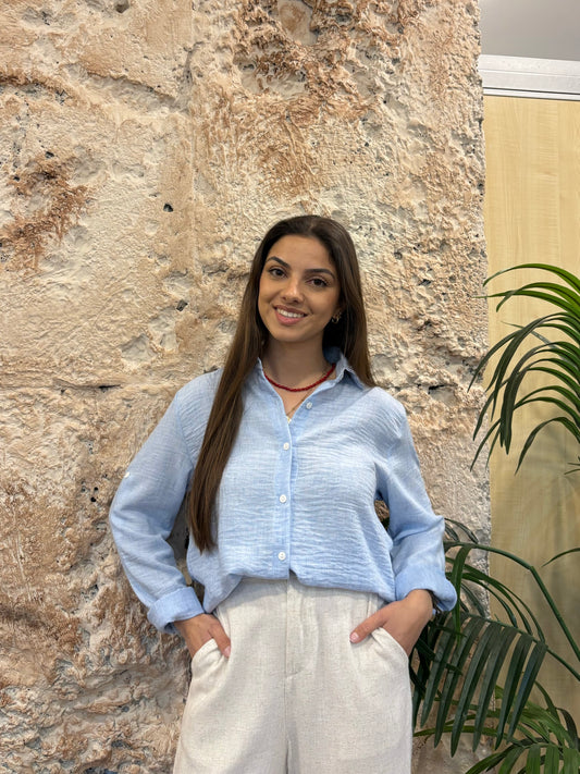 CAMISA FLUIDA CELESTE