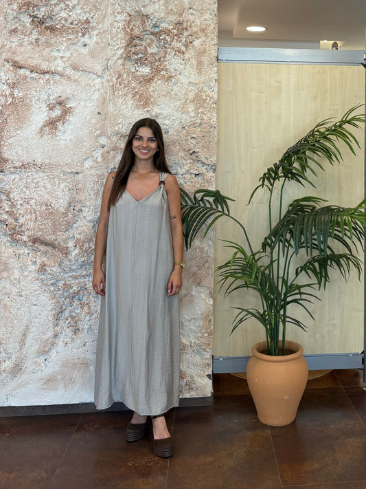 VESTIDO TIRANTE DETALLE BEIGE