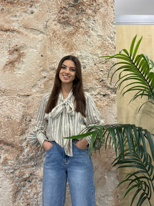 CAMISA LAZADA RAYAS VERDE