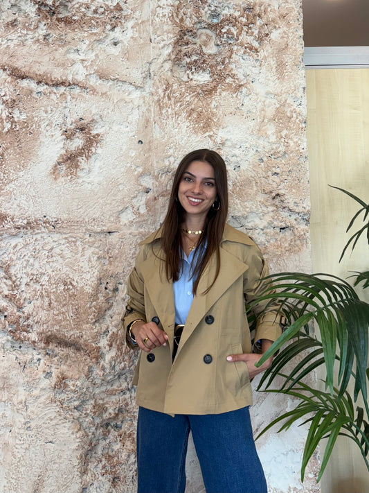 GABARDINA CORTA CAMEL