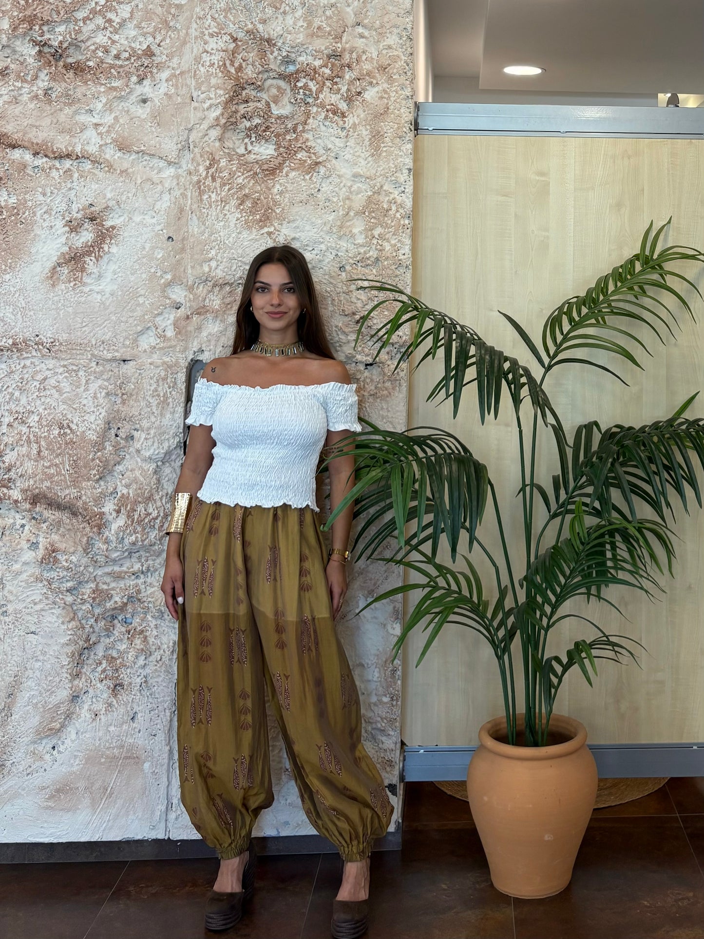 PANTALON BOMBACHO ESTAMPADO MAR
