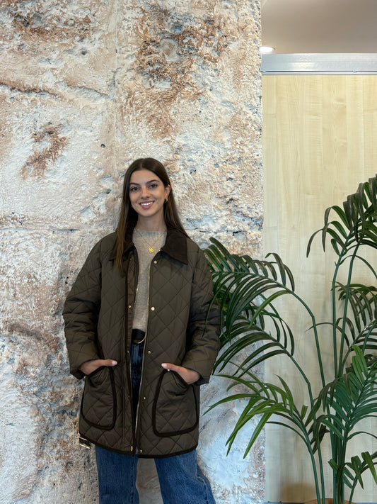 CHAQUETA ACOLCHADA CUELLO PANA VERDE